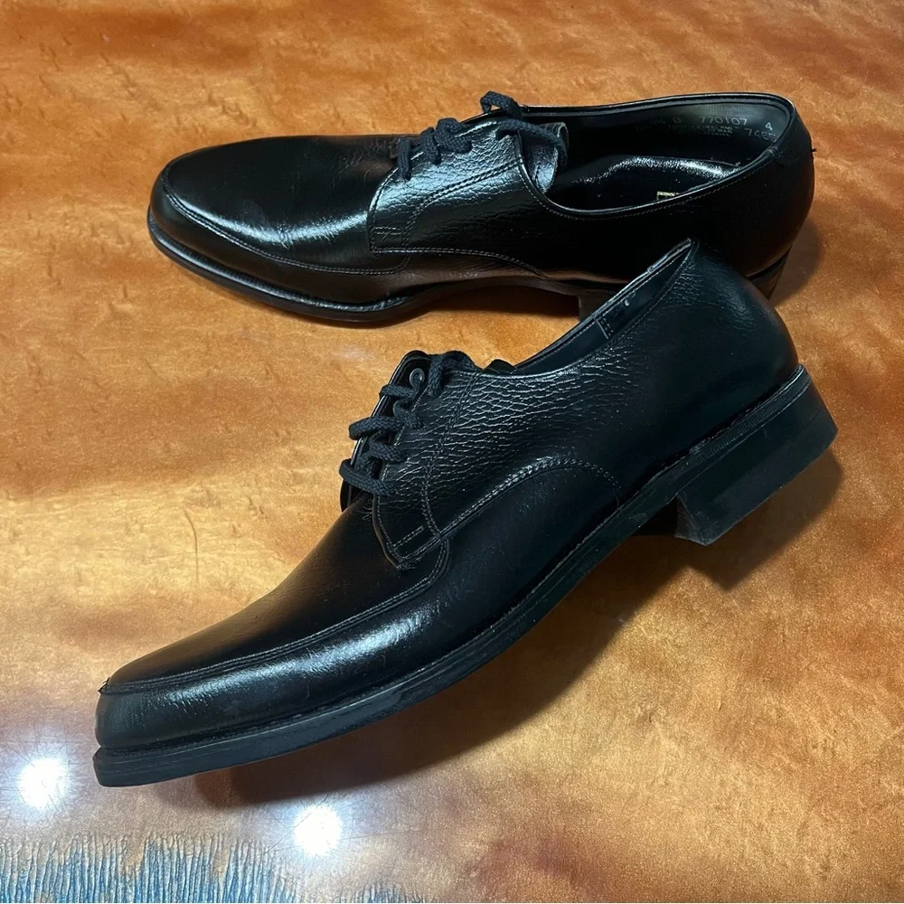 Vintage Nunn Bush black split toed oxford newin box old stock leather 9.5